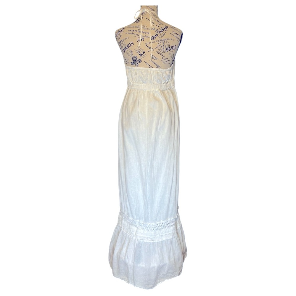 Old Navy Cotton/Linen Blend White Maxi Halter Dress, XL - Picture 3 of 6